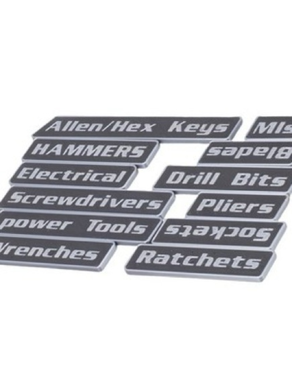 Gray/Black Magnetic Tool Drawer Labels - Set of Workshop Labels